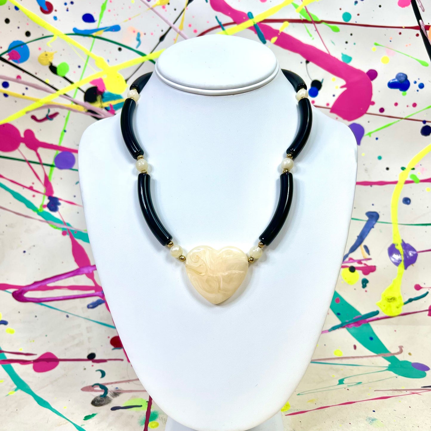 Black and White Heart Necklace