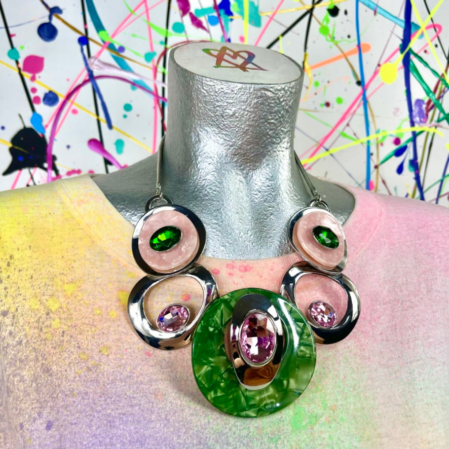 Pink and Green Statement Necklace