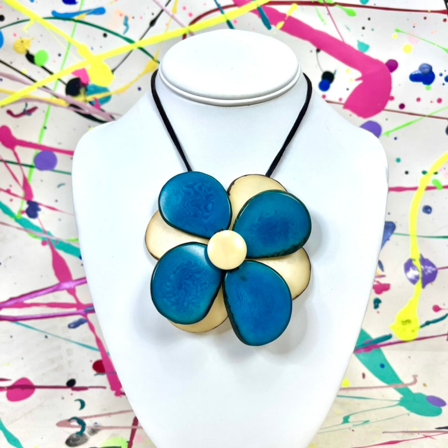Blue Tagua Nut Necklace