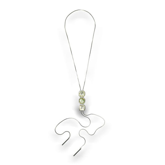 Silver Rhinestone Bolo Necklace