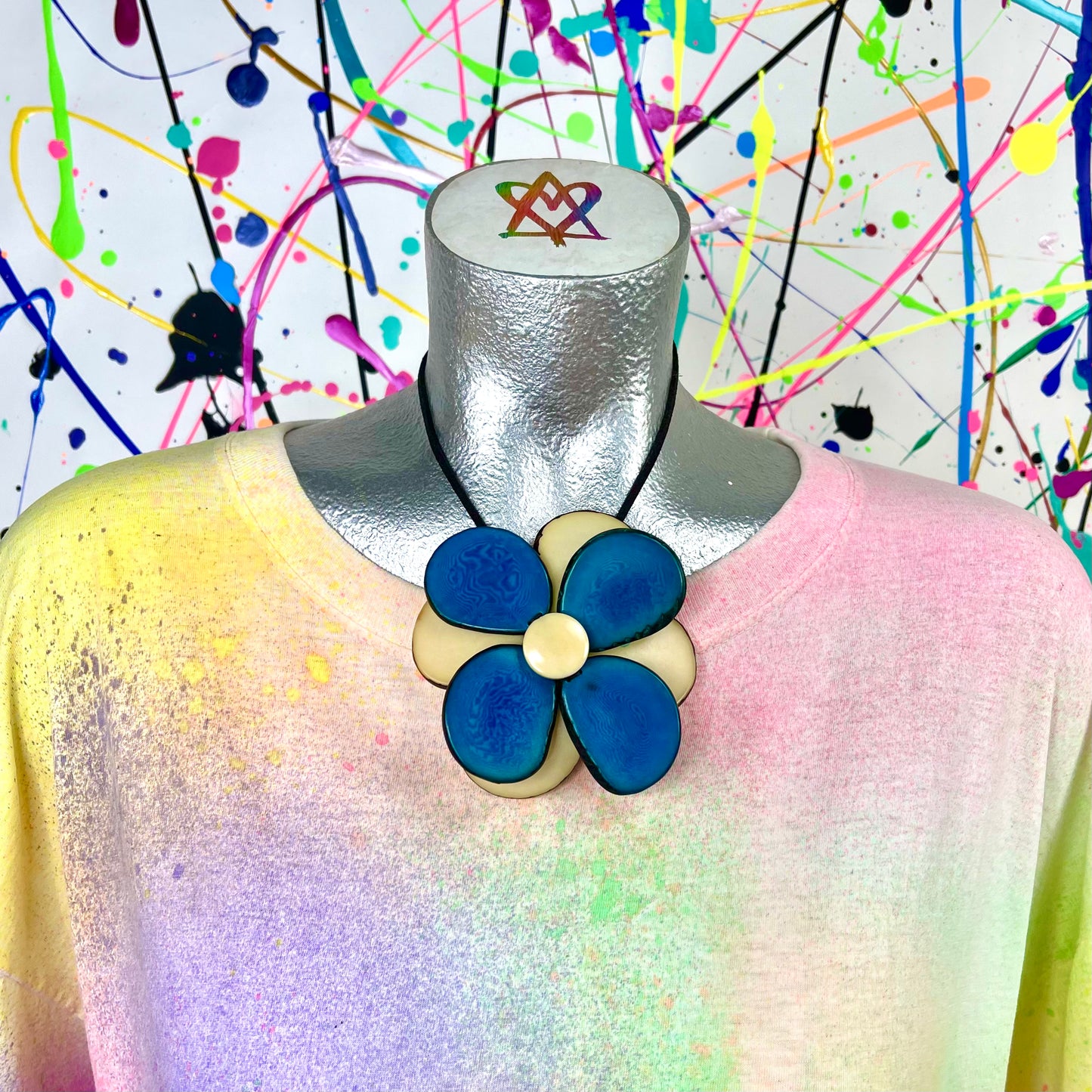 Blue Tagua Nut Necklace