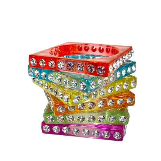 Rainbow Rhinestone Bangles