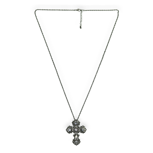 Gothic Rhinestone Cross Necklace