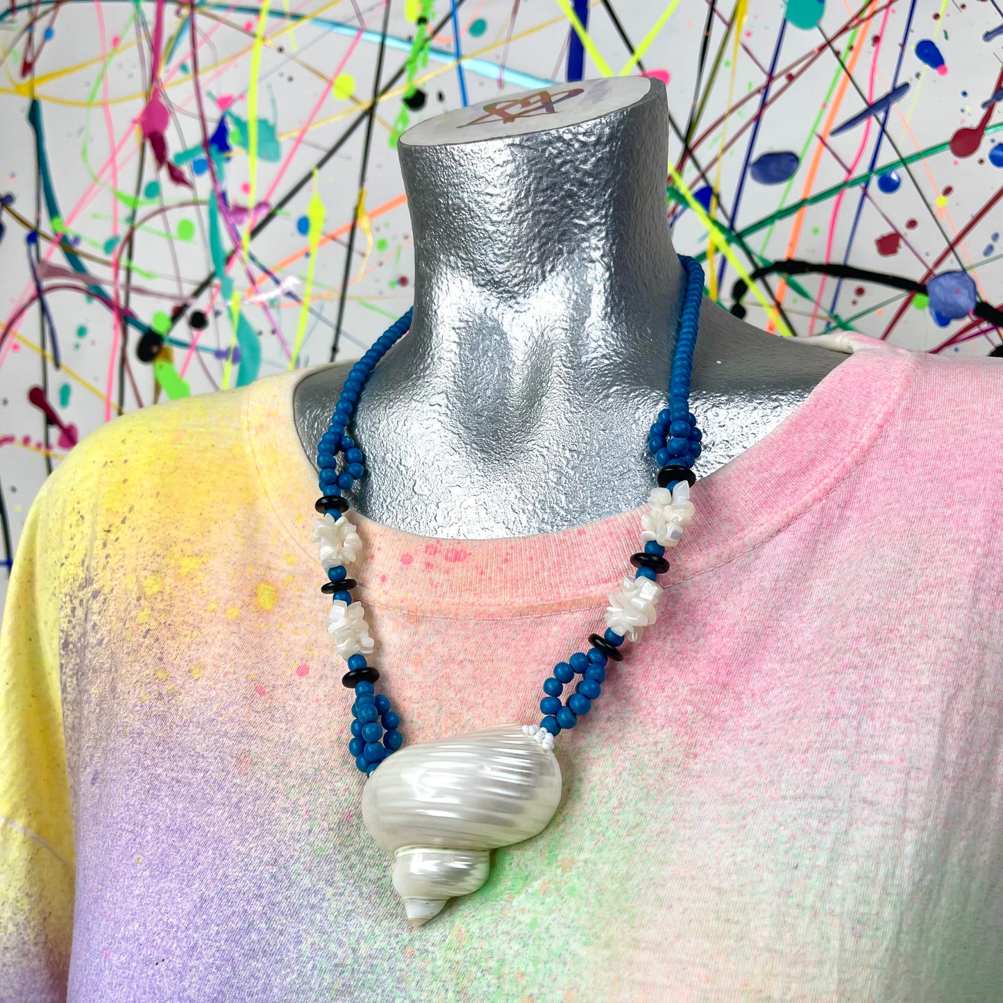Vintage Blue Shell Necklace
