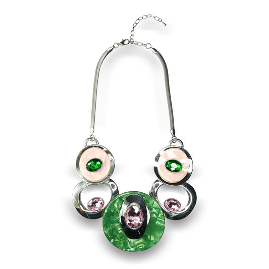 Pink and Green Statement Necklace