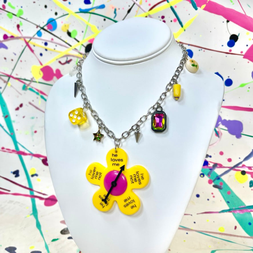 He Loves Me Not Spinner Necklace Yellow