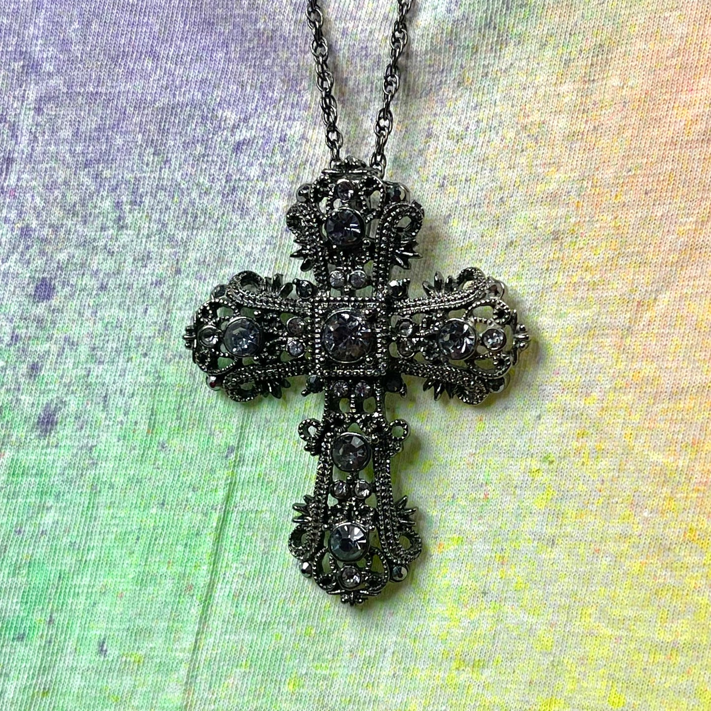Gothic Rhinestone Cross Necklace