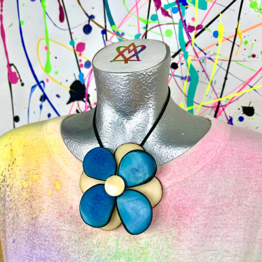 Blue Tagua Nut Necklace