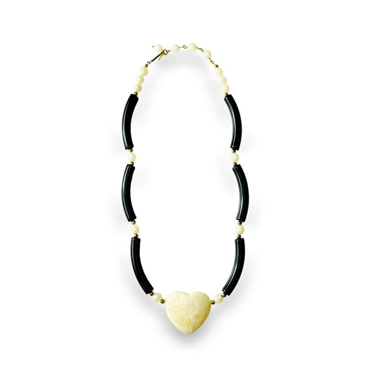 Black and White Heart Necklace