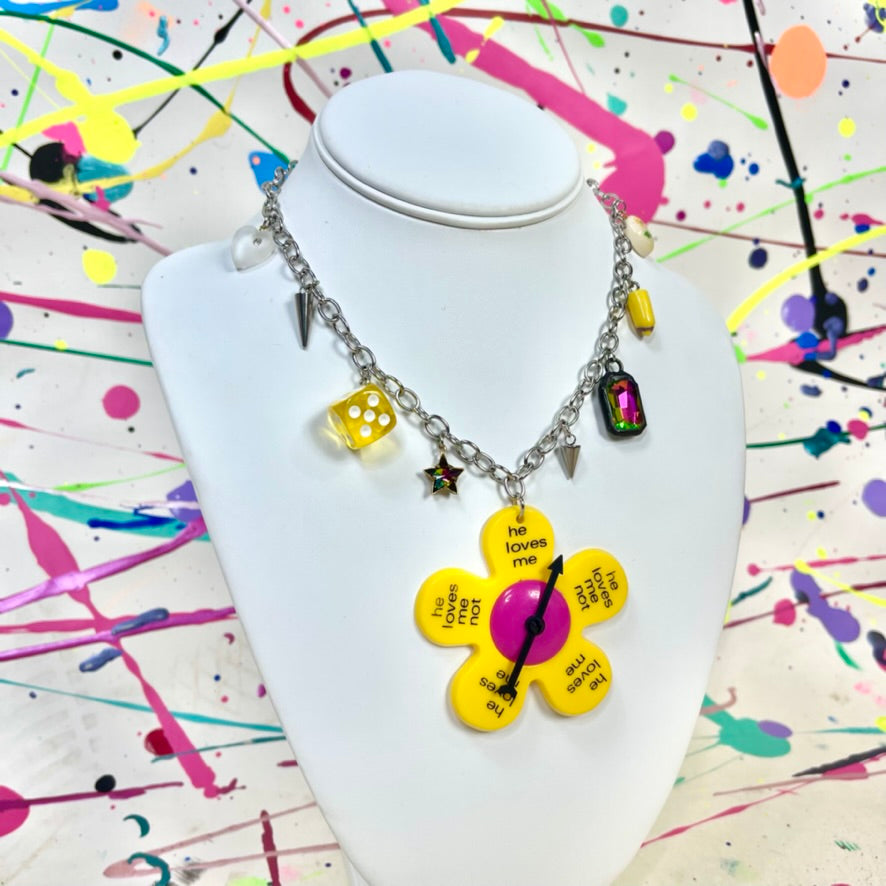 He Loves Me Not Spinner Necklace Yellow