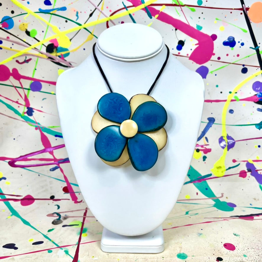 Blue Tagua Nut Necklace