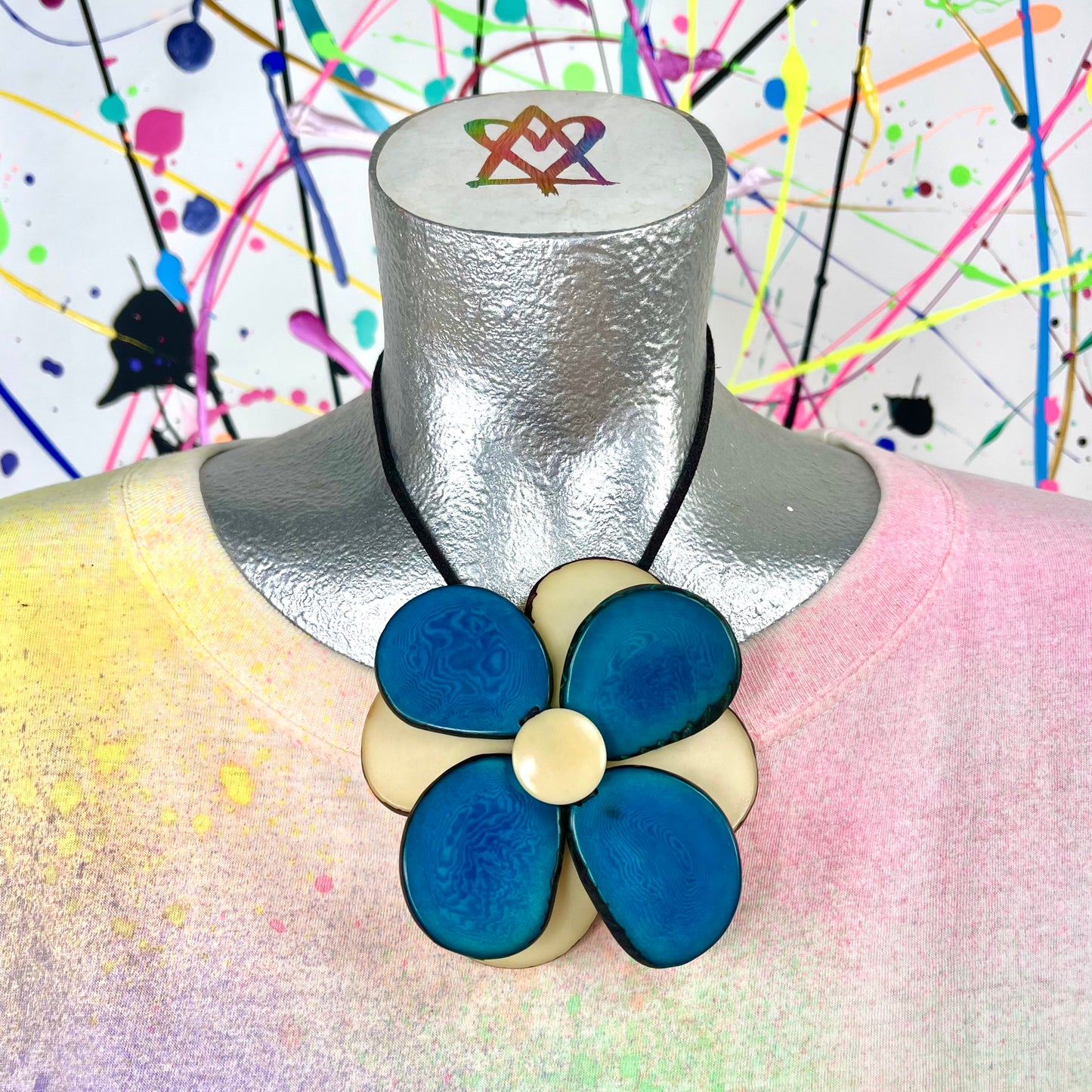 Blue Tagua Nut Necklace