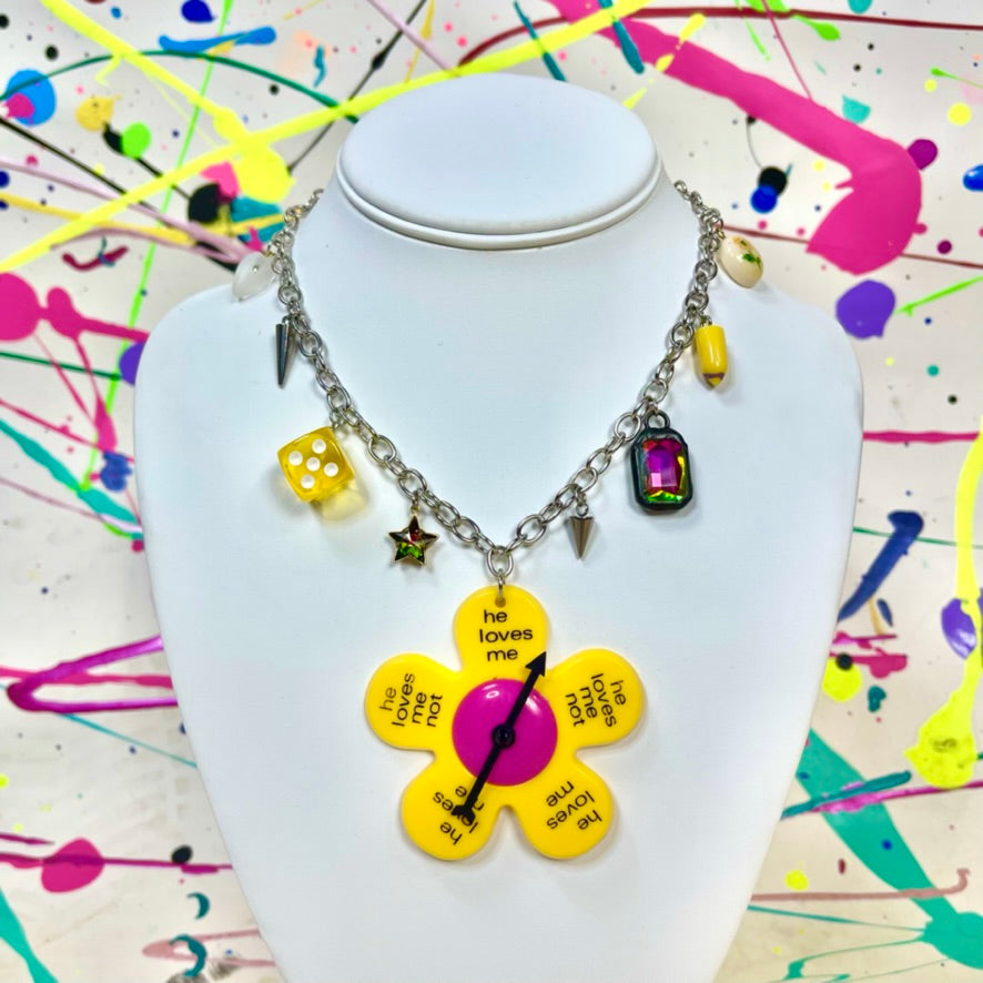 He Loves Me Not Spinner Necklace Yellow