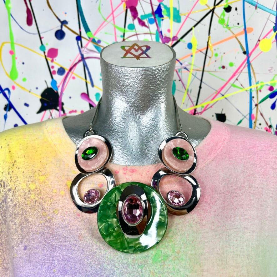 Pink and Green Statement Necklace