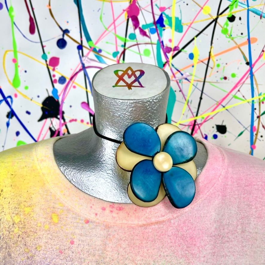 Blue Tagua Nut Necklace
