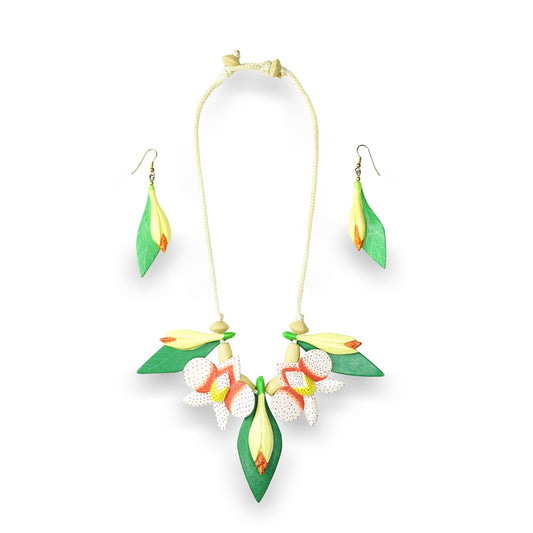 Vintage Orchid Necklace Earring Set