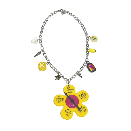 He Loves Me Not Spinner Necklace Yellow