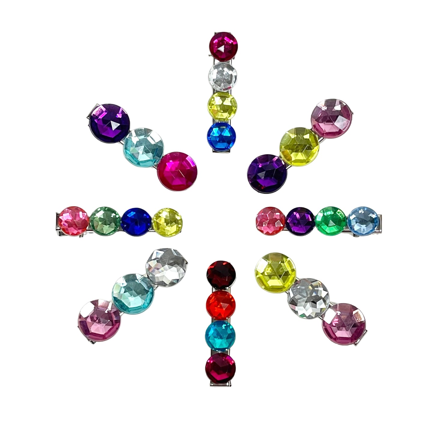 Rhinestone Hair Clips Rainbow