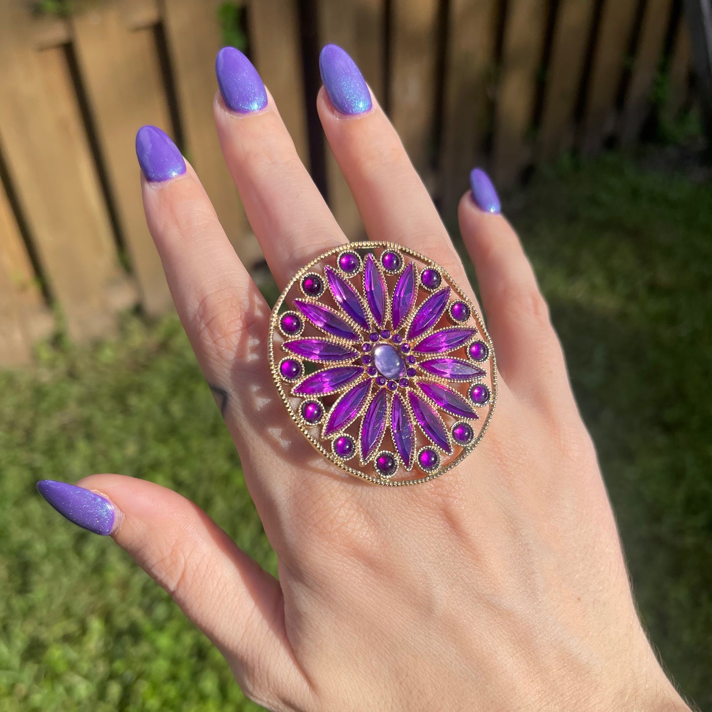 Purple Flower Of Life Ring