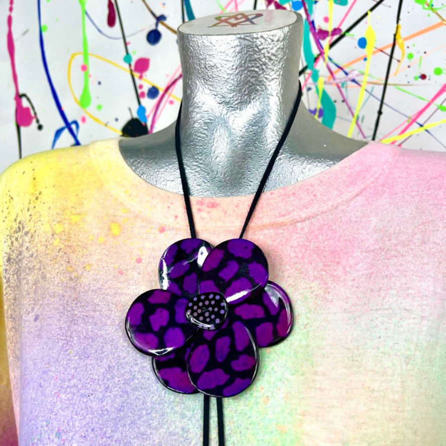 Purple Tagua Nut Necklace