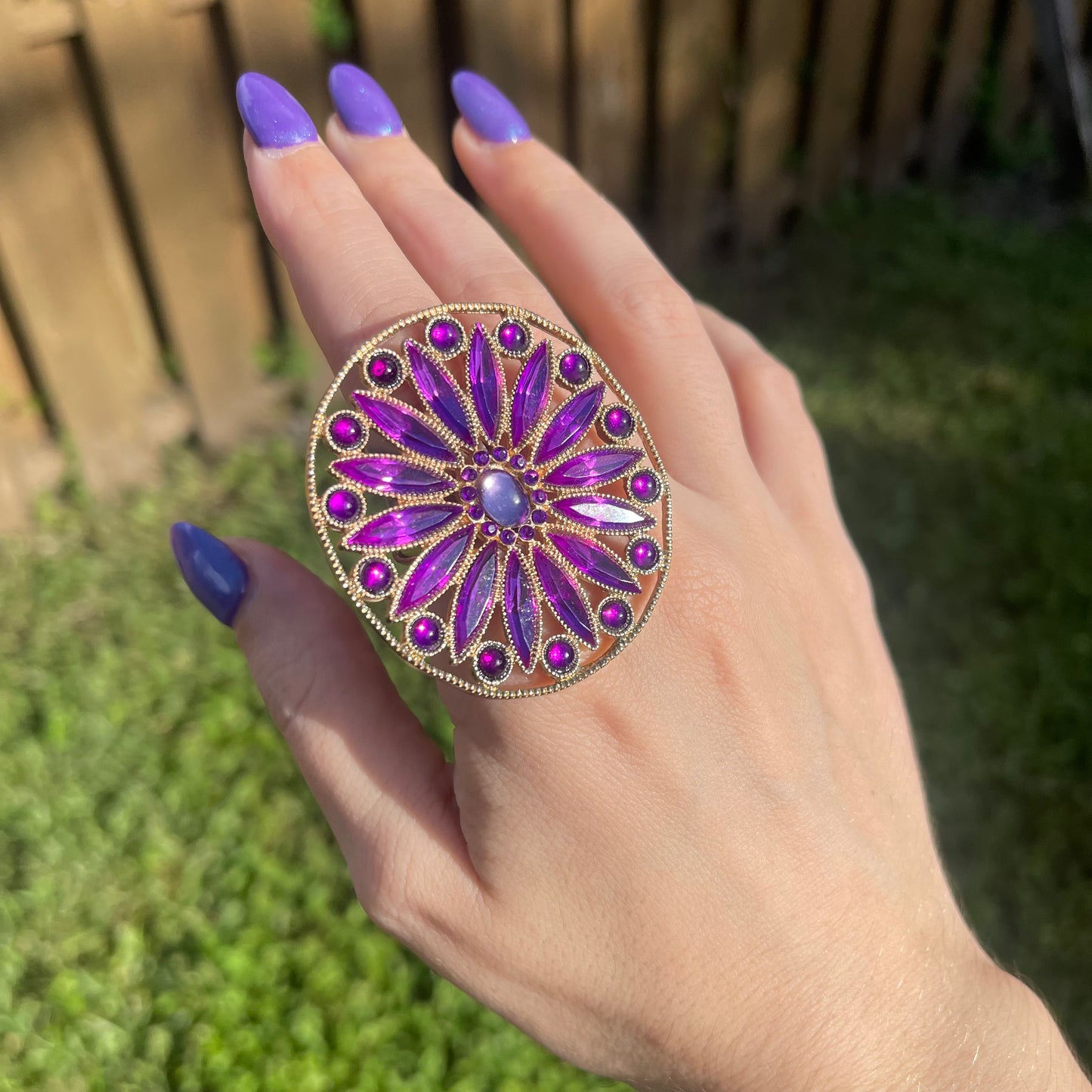 Purple Flower Of Life Ring