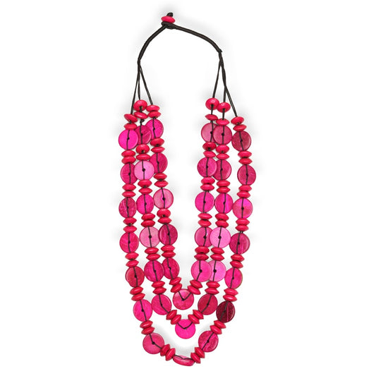 Hot Pink Wood Necklace
