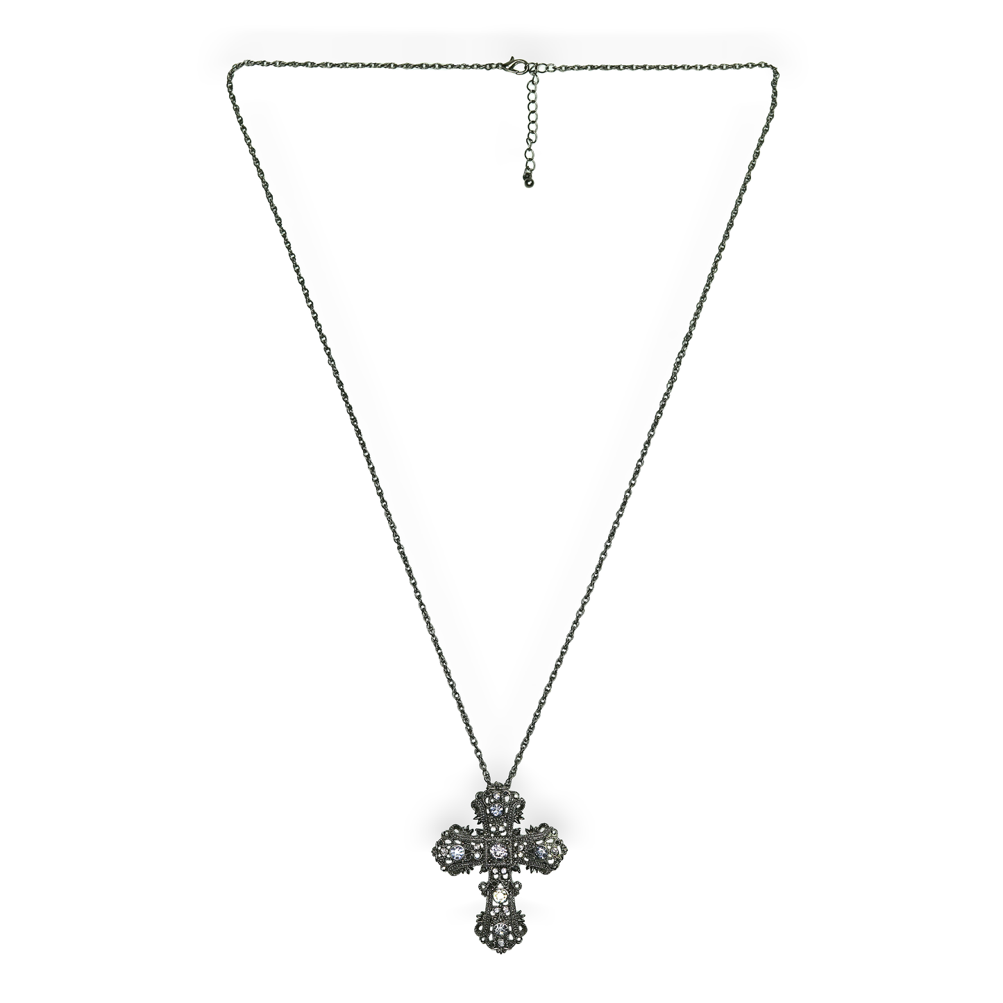 Gothic Rhinestone Cross Necklace