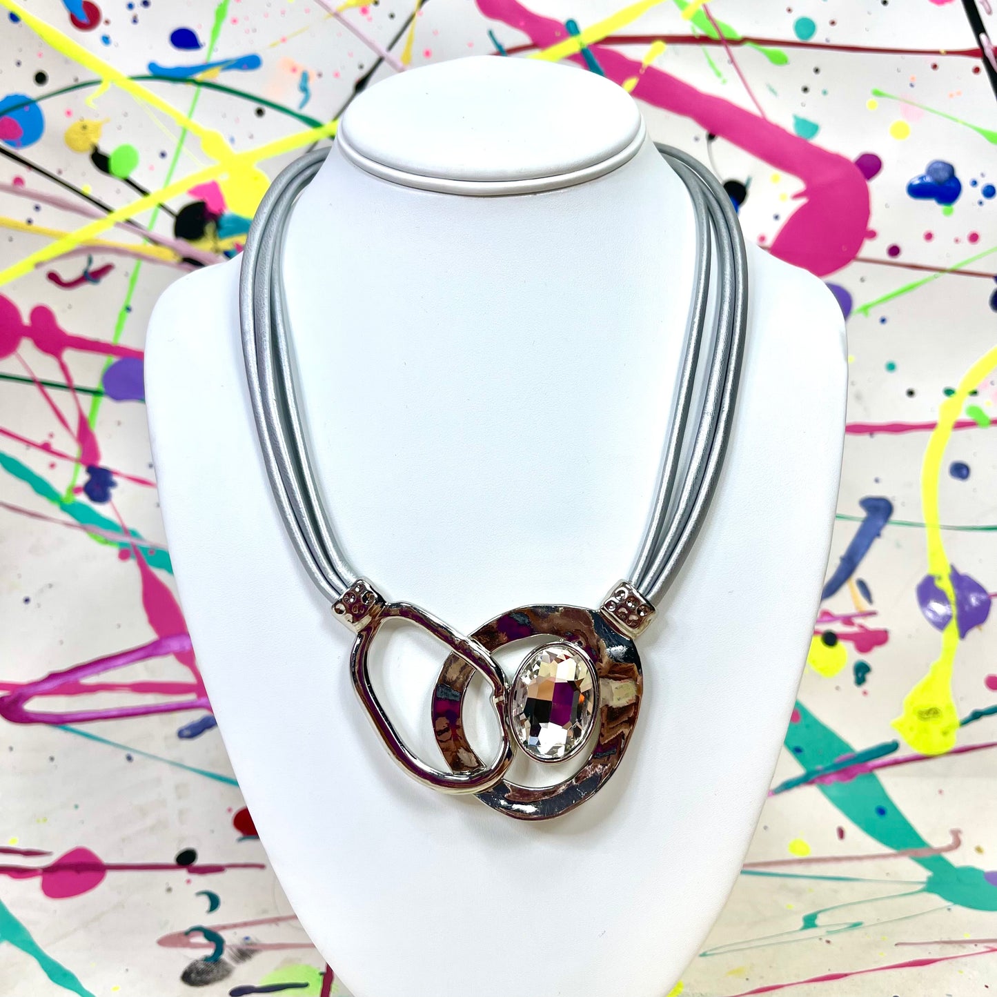 Abstract Rhinestone Necklace