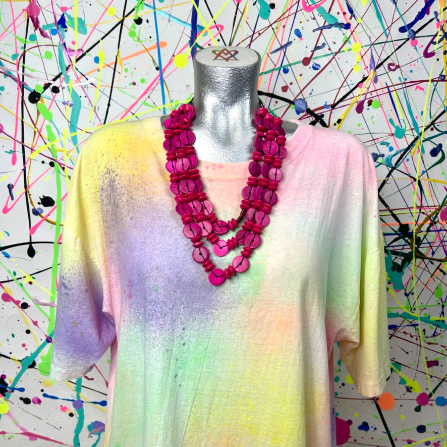 Hot Pink Wood Necklace