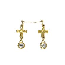 Load image into Gallery viewer, Gold Rhinestone Cross Earrings