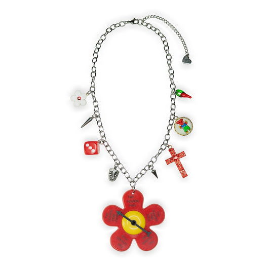 He Loves Me Not Spinner Necklace Red