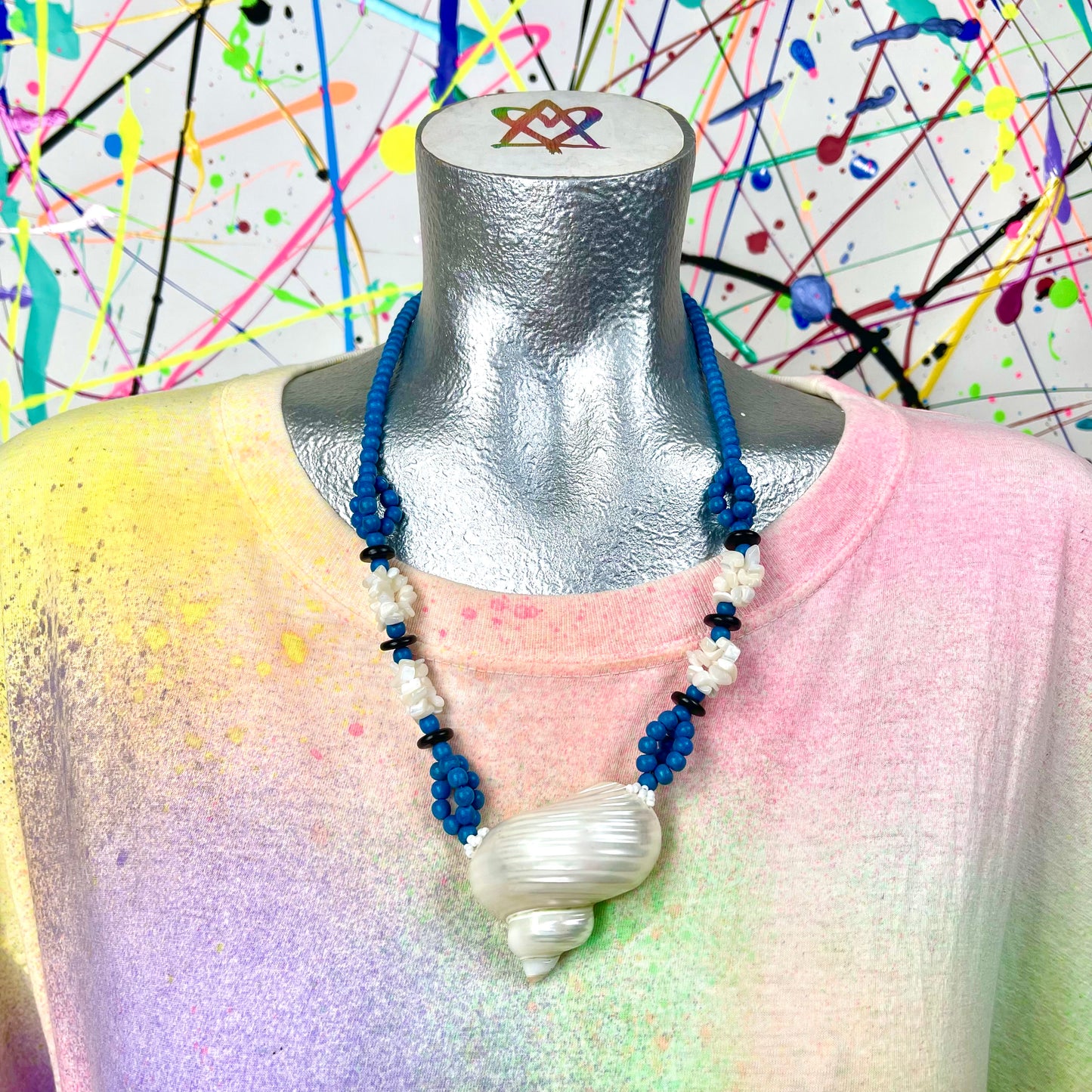 Vintage Blue Shell Necklace