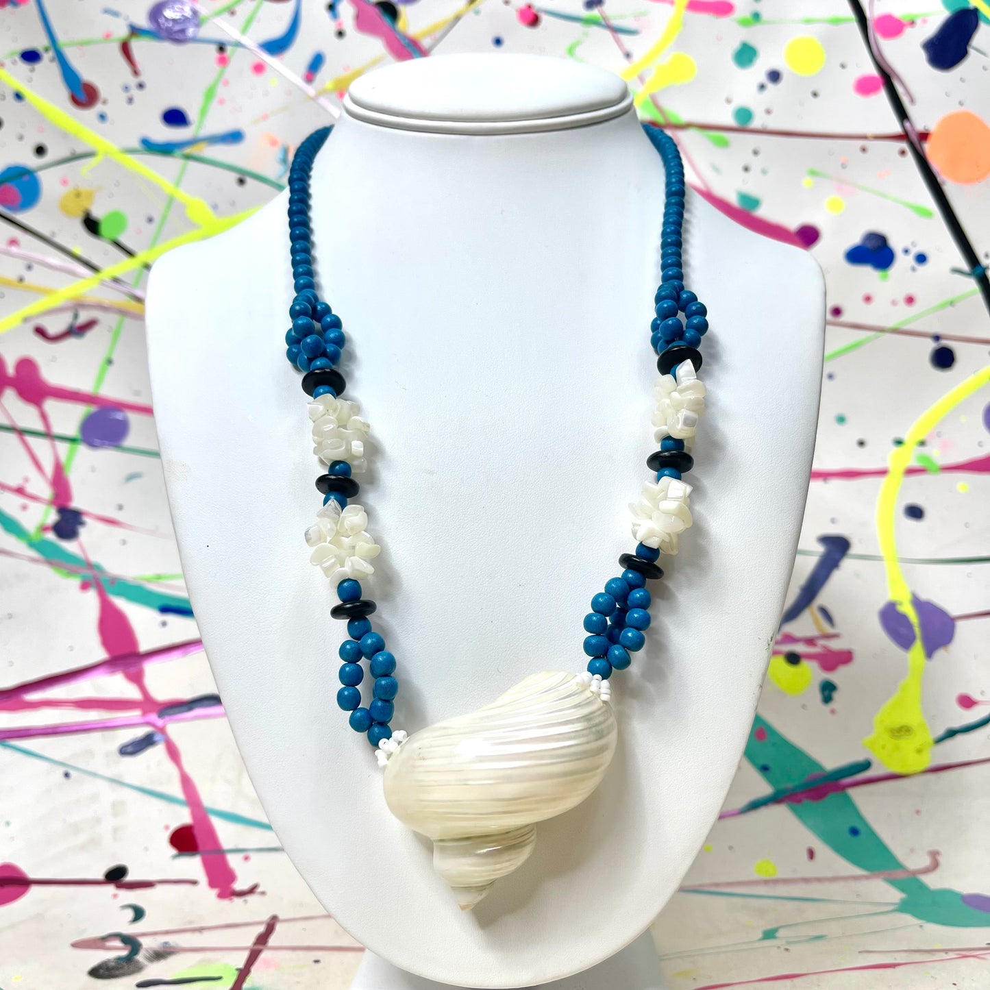 Vintage Blue Shell Necklace