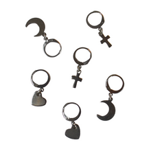 Load image into Gallery viewer, Heart, Moon &amp; Cross Earrings