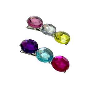 Rhinestone Hair Clips Rainbow